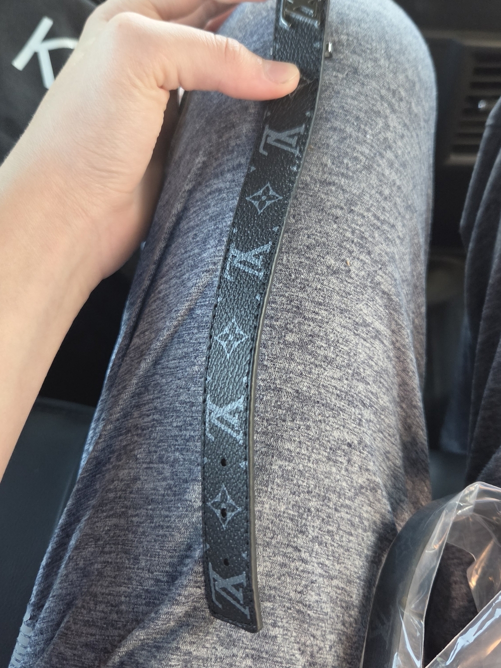 Louis Vuitton Monogram Black Leather Belt - Men's Accessory